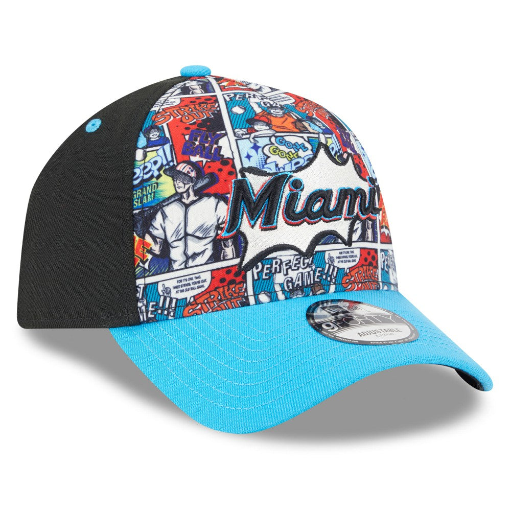 MLB Miami Marlins New Era Youth 2025 MLB Diamond Hero Edition A-Frame 9FORTY Adjustable Hat