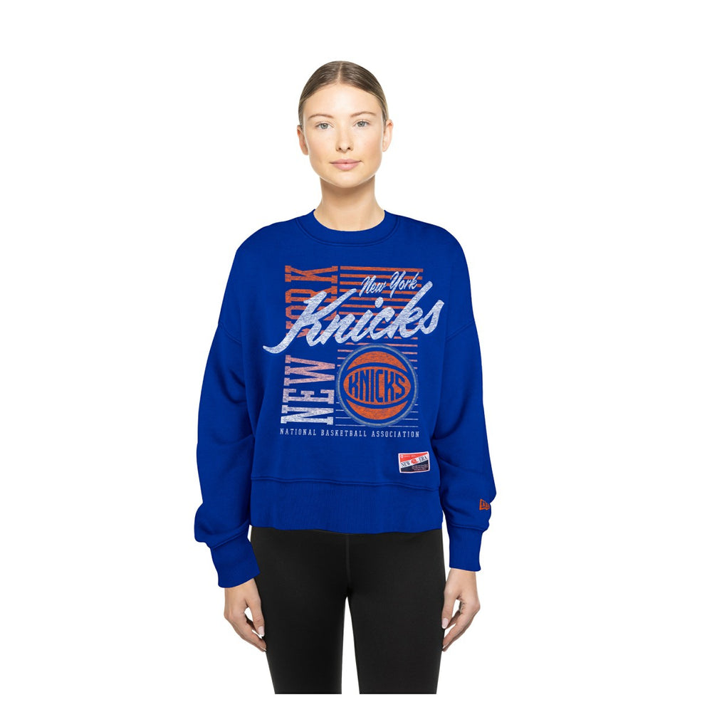 NBA New York Knicks Women's Boxy Throwback Mineral Wash Sweatshirt