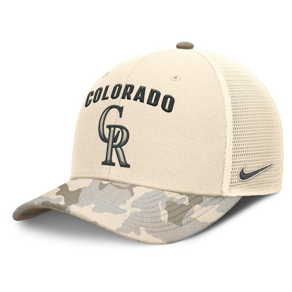 MLB Colorado Rockies Nike Camo Natural Pack Rise Adjustable Trucker Hat