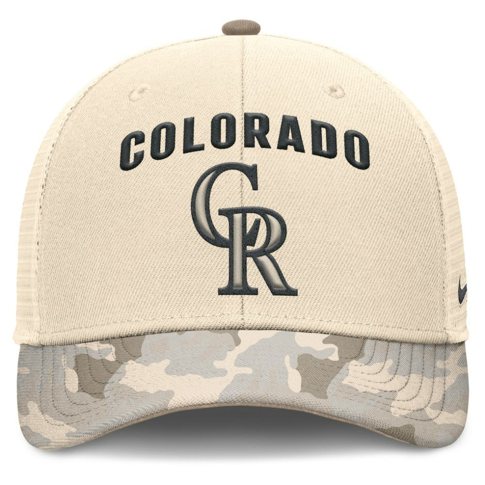MLB Colorado Rockies Nike Camo Natural Pack Rise Adjustable Trucker Hat