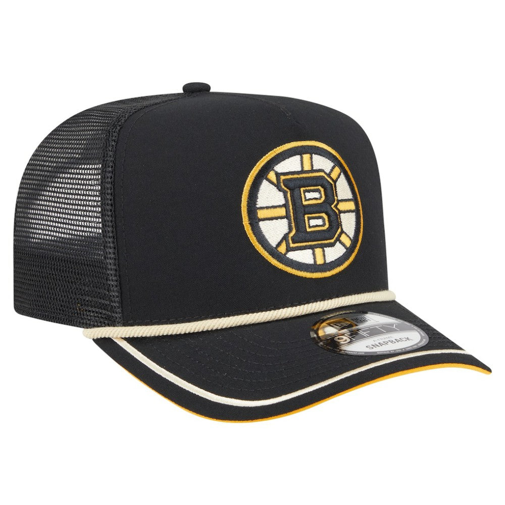 NHL Black Boston Bruins New Era Vintage Team Rope A-Frame 9FIFTY Snapback Hat