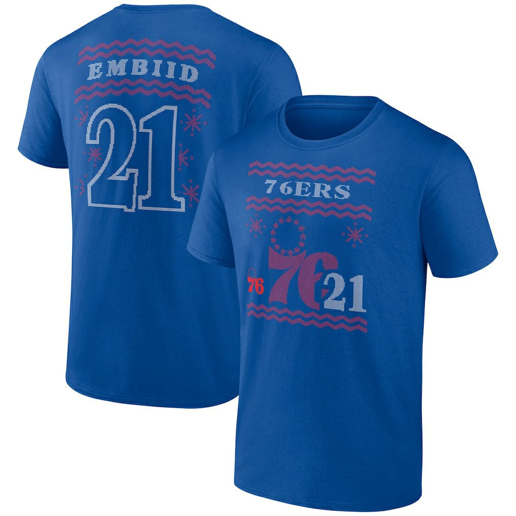 NBA Joel Embiid Philadelphia 76ers Ugly Sweater Name & Number T-Shirt