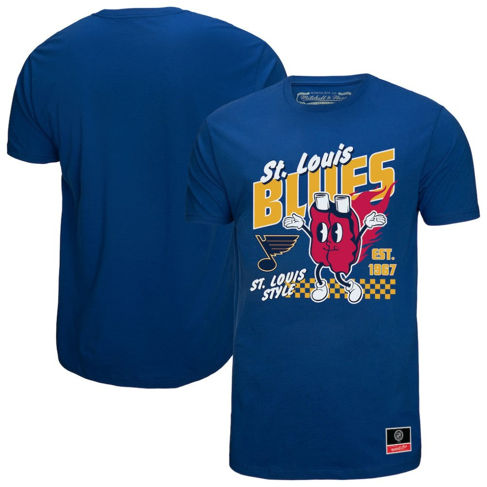 NHL Blue St. Louis Blues Mitchell & Ness Local Food T-Shirt