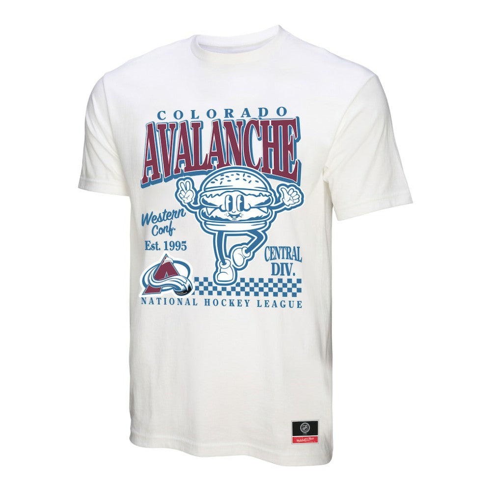 NHL White Colorado Avalanche Mitchell & Ness Local Food T-Shirt
