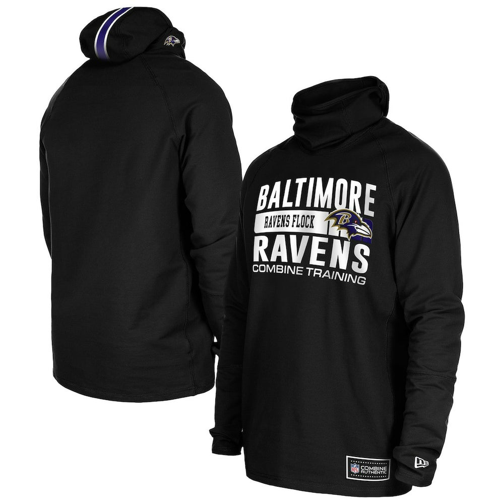 Functional Fandom Balaclava Helmet Stripe Tri-Blend Hoodie - Baltimore Ravens