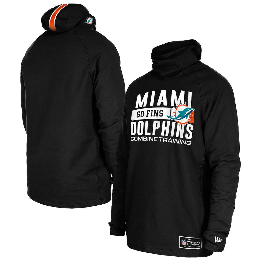 Functional Fandom Balaclava Helmet Stripe Tri-Blend Hoodie - Miami Dolphins