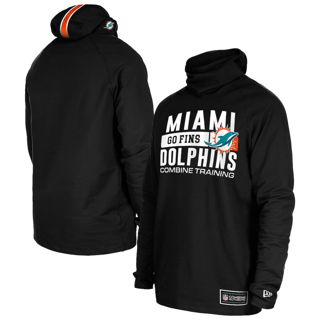 Functional Fandom Balaclava Helmet Stripe Tri-Blend Hoodie - Miami Dolphins