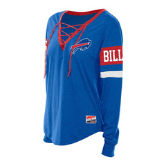Women's Plus Size Throwback Lace-Up Long Sleeve T-Shirt - Buffalo Bills