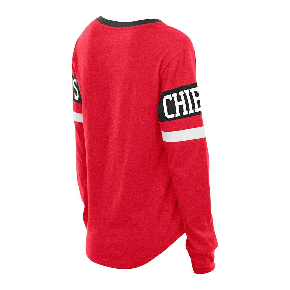 Women's Plus Size Throwback Lace-Up Long Sleeve T-Shirt - Kansas City Chiefs