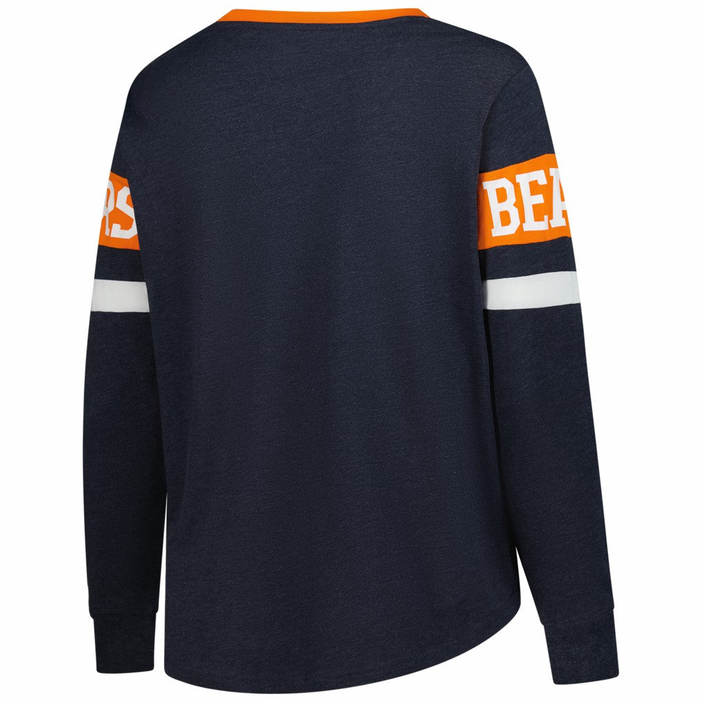 Women's Plus Size Throwback Lace-Up Long Sleeve T-Shirt - Chicago Bears