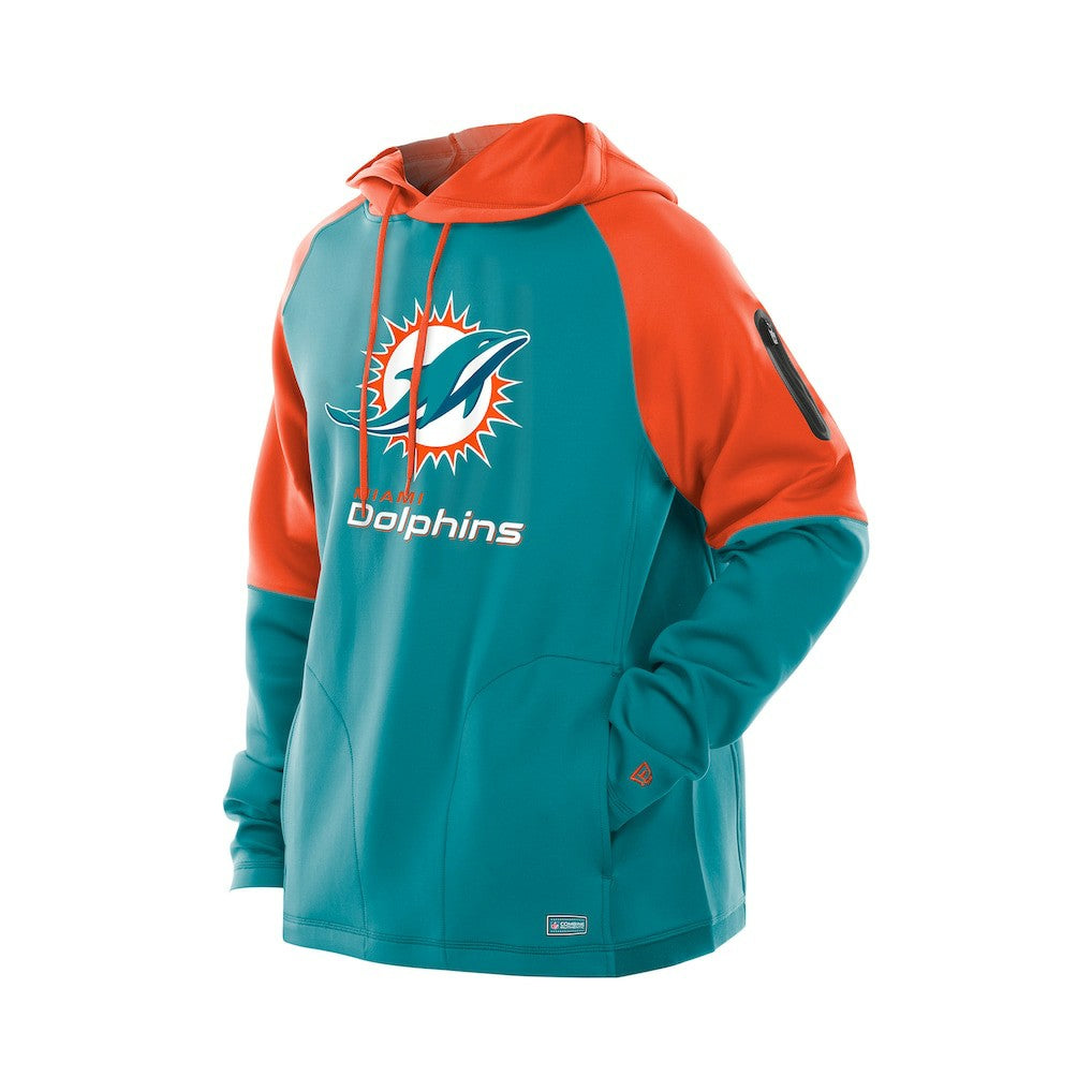 Combine Authentic Color Block Raglan Pullover Hoodie - Miami Dolphins