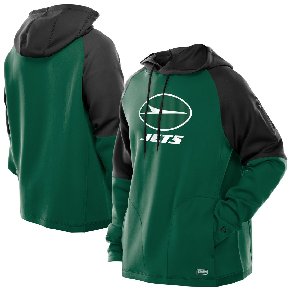Combine Authentic Color Block Raglan Pullover Hoodie - New York Jets