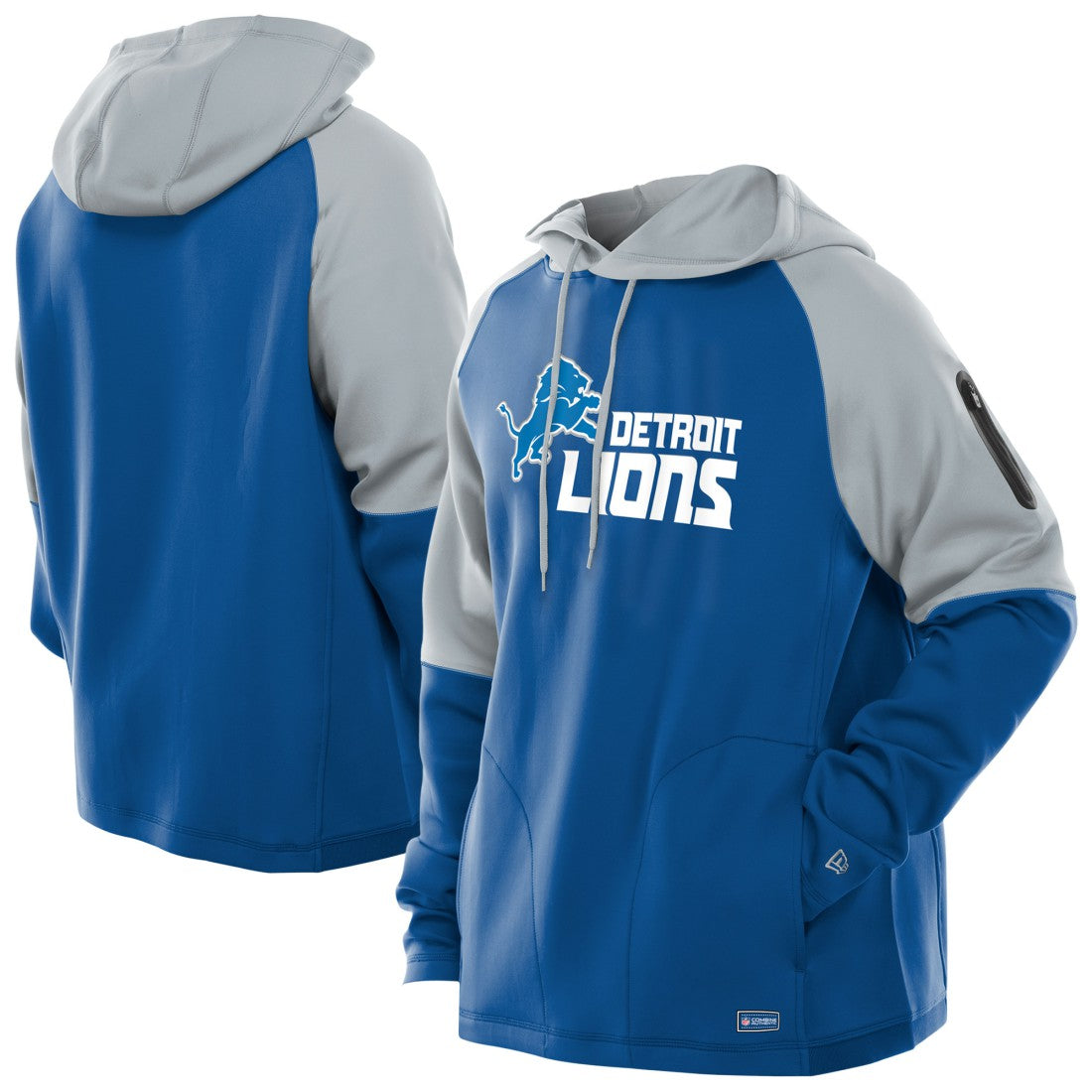 Combine Authentic Color Block Raglan Pullover Hoodie - Detroit Lions