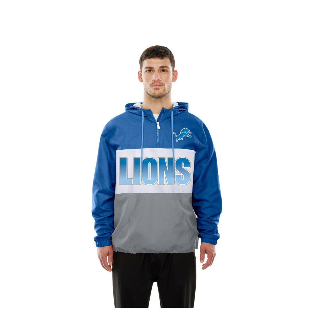 Ripstop Quarter-Zip Hooded Windbreaker - Detroit Lions