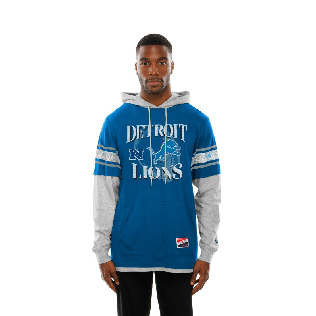 Twofer Layered Long Sleeve Hoodie T-Shirt - Detroit Lions