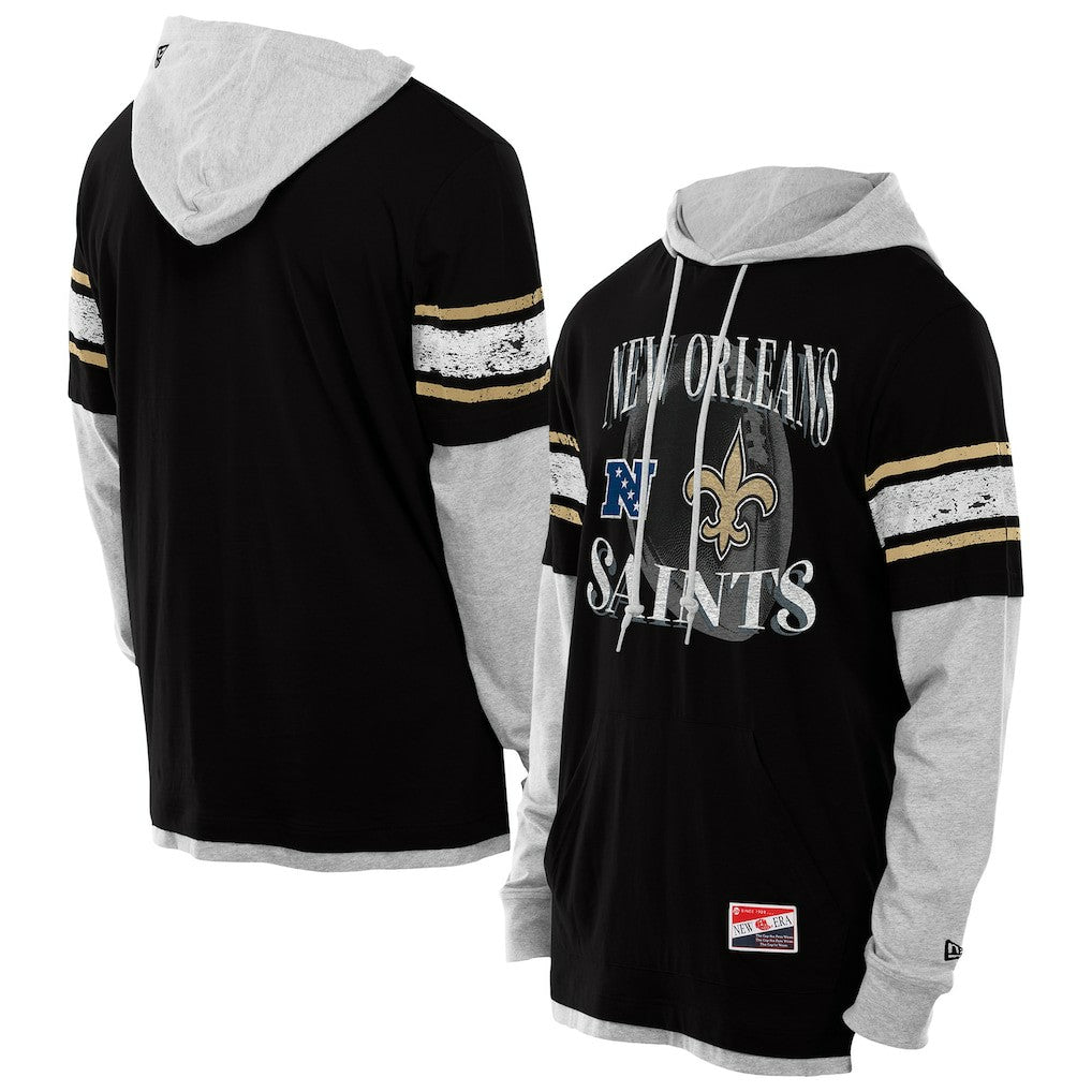 Twofer Layered Long Sleeve Hoodie T-Shirt - New Orleans Saints