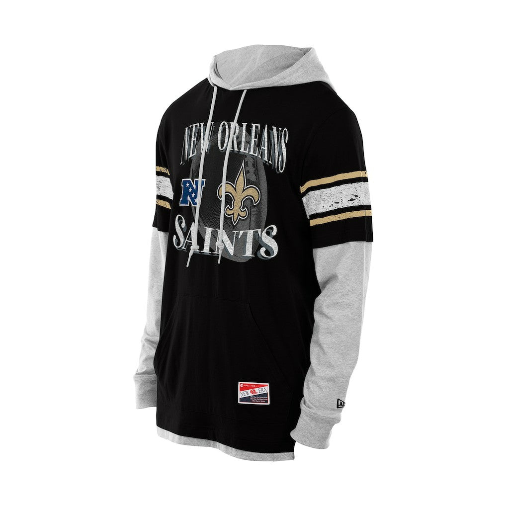 Twofer Layered Long Sleeve Hoodie T-Shirt - New Orleans Saints