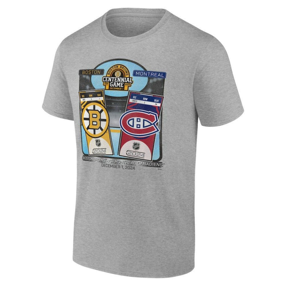 NHL Heather Gray Boston Bruins vs. Montreal Canadiens Centennial Game Matchup T-Shirt