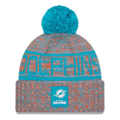 2025 Sideline Cold Weather Cuffed Knit Hat with Pom - Miami Dolphins