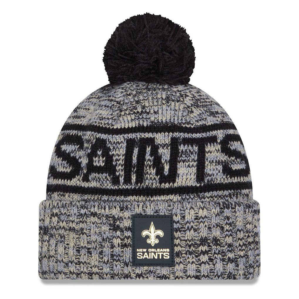 2025 Sideline Cold Weather Cuffed Knit Hat with Pom - New Orleans Saints