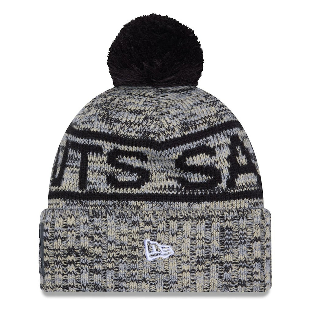 2025 Sideline Cold Weather Cuffed Knit Hat with Pom - New Orleans Saints