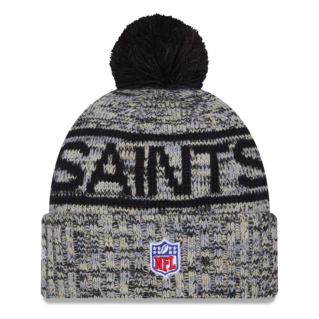 2025 Sideline Cold Weather Cuffed Knit Hat with Pom - New Orleans Saints