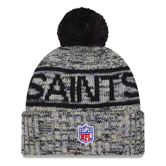 2025 Sideline Cold Weather Cuffed Knit Hat with Pom - New Orleans Saints