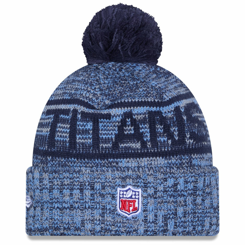 2025 Sideline Cold Weather Cuffed Knit Hat with Pom - Tennessee Titans