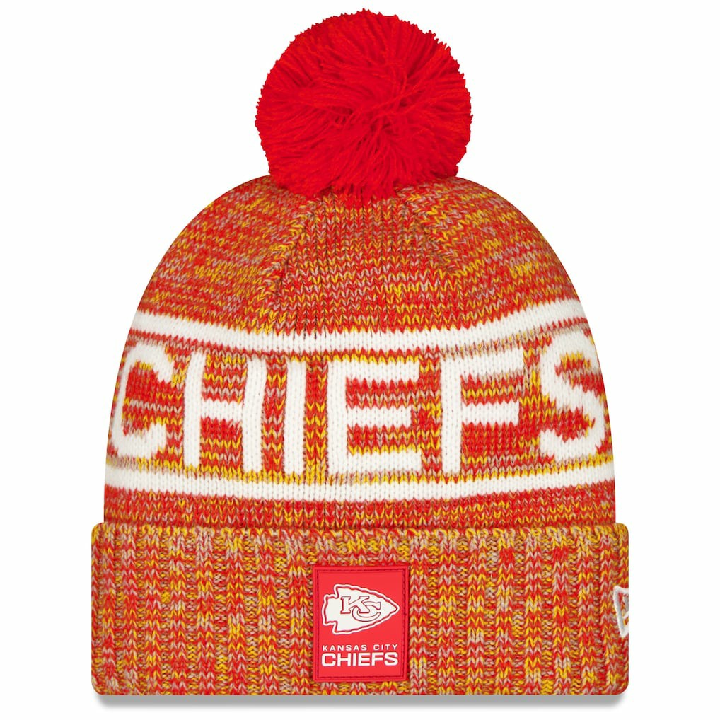 2025 Sideline Cold Weather Cuffed Knit Hat with Pom - Kansas City Chiefs