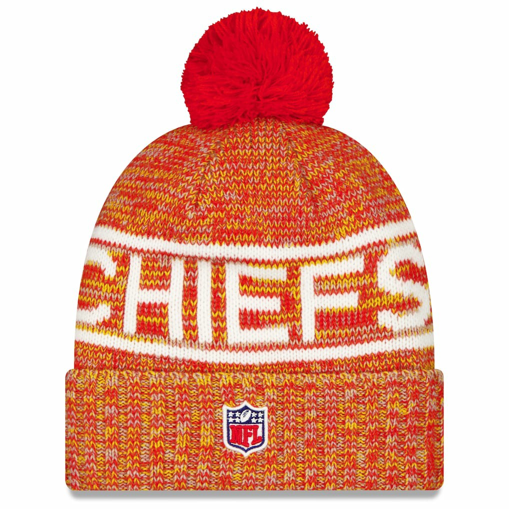 2025 Sideline Cold Weather Cuffed Knit Hat with Pom - Kansas City Chiefs