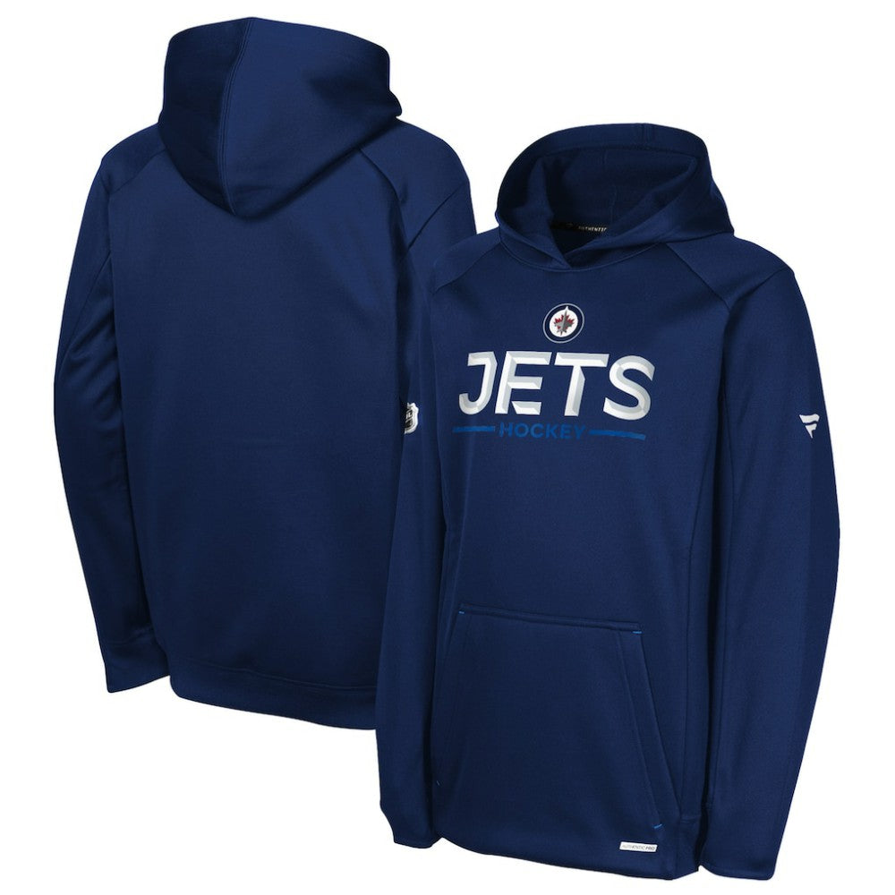 NHL Navy Winnipeg Jets Fanatics Youth Authentic Pro Rink Raglan Hoodie