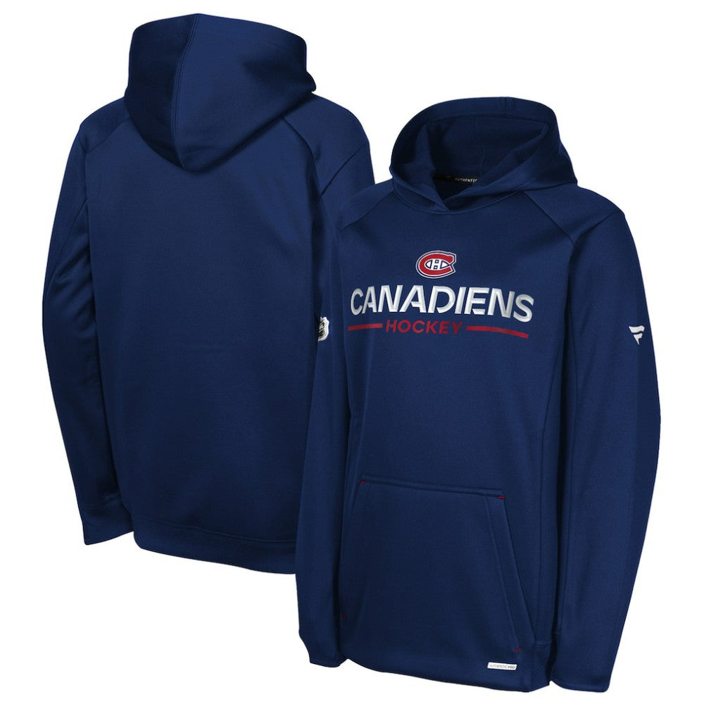 NHL Navy Montreal Canadiens Fanatics Youth Authentic Pro Rink Raglan Hoodie