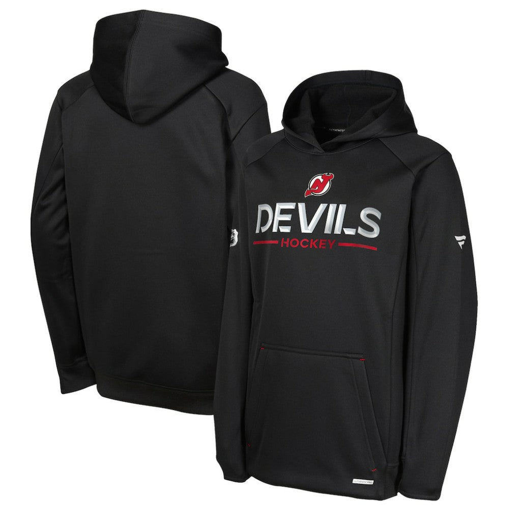 NHL Black New Jersey Devils Fanatics Youth Authentic Pro Rink Raglan Hoodie