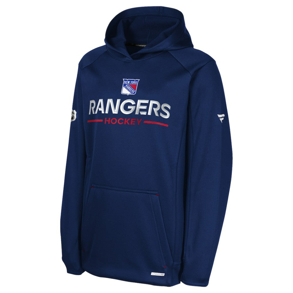 NHL Navy New York Rangers Fanatics Youth Authentic Pro Rink Raglan Hoodie