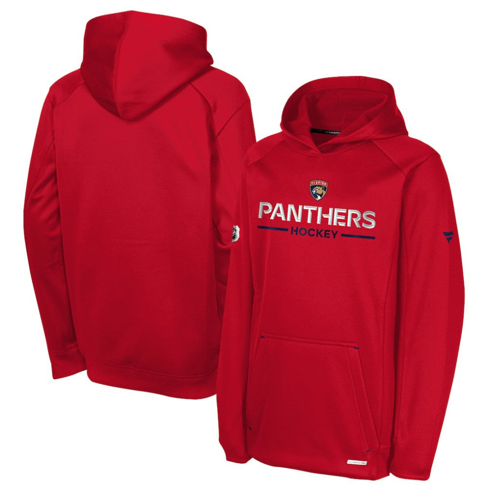 NHL Red Florida Panthers Fanatics Youth Authentic Pro Rink Raglan Hoodie