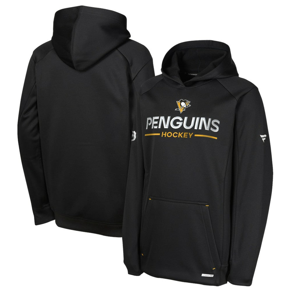 NHL Black Pittsburgh Penguins Fanatics Youth Authentic Pro Rink Raglan Hoodie
