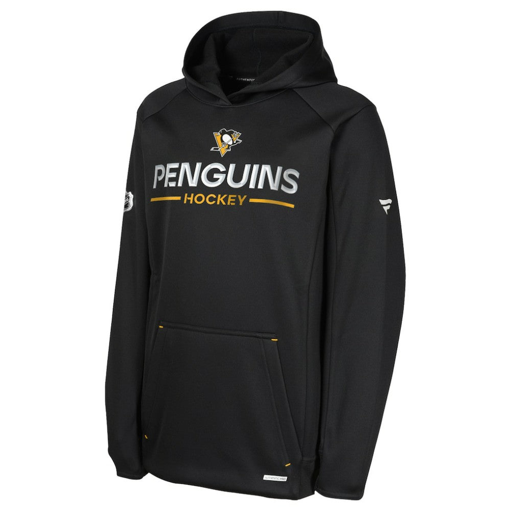 NHL Black Pittsburgh Penguins Fanatics Youth Authentic Pro Rink Raglan Hoodie
