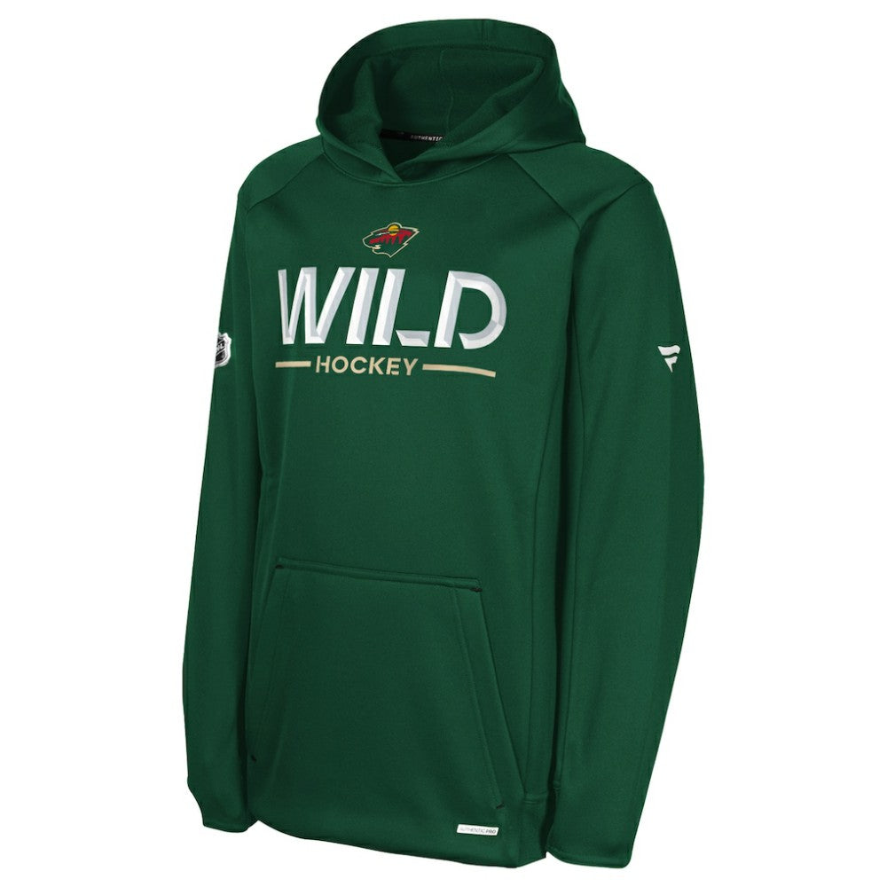 NHL Green Minnesota Wild Fanatics Youth Authentic Pro Rink Raglan Hoodie