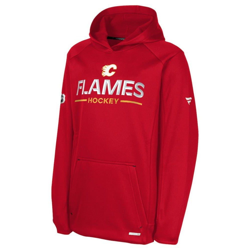 NHL Red Calgary Flames Fanatics Youth Authentic Pro Rink Raglan Hoodie