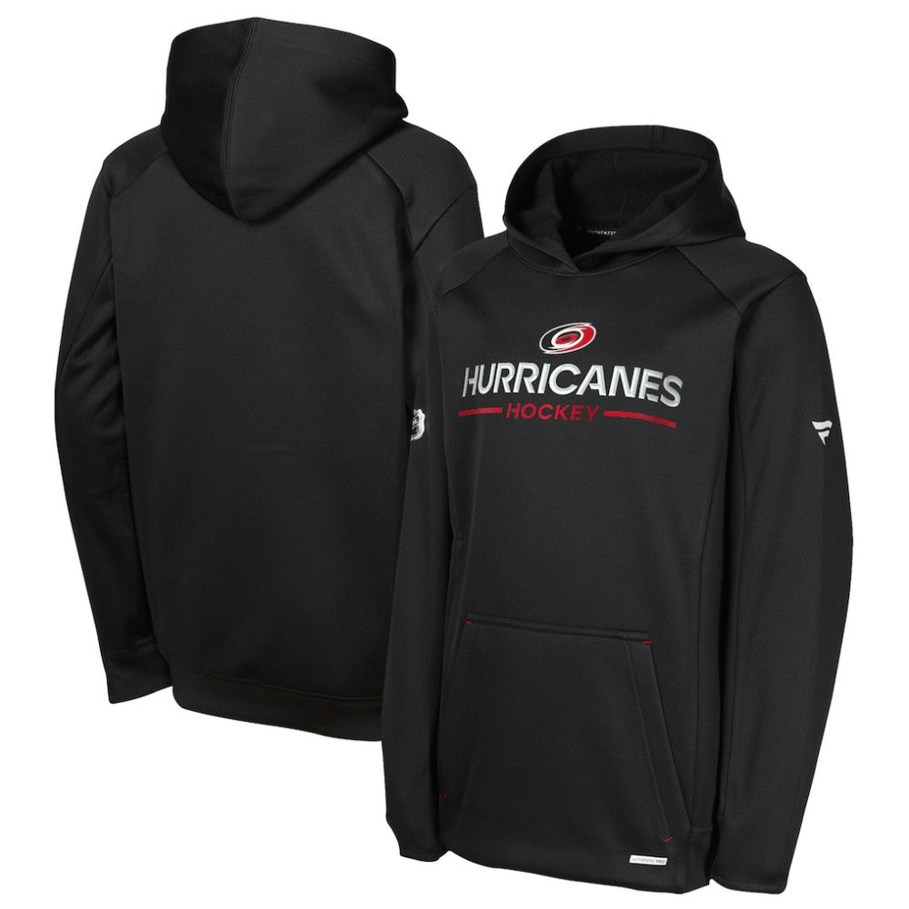 NHL Black Carolina Hurricanes Fanatics Youth Authentic Pro Rink Raglan Hoodie