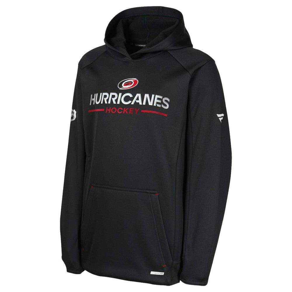 NHL Black Carolina Hurricanes Fanatics Youth Authentic Pro Rink Raglan Hoodie