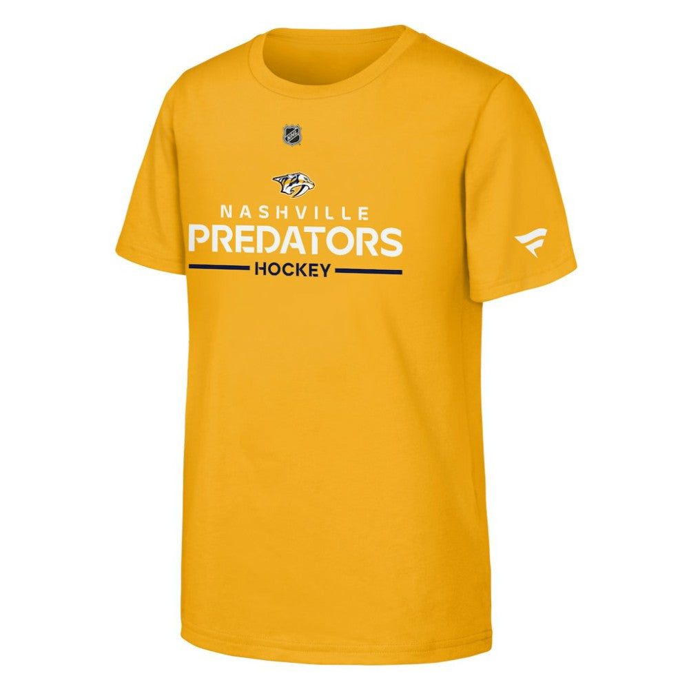 NHL Gold Nashville Predators Fanatics Youth Authentic Pro Wordmark T-Shirt