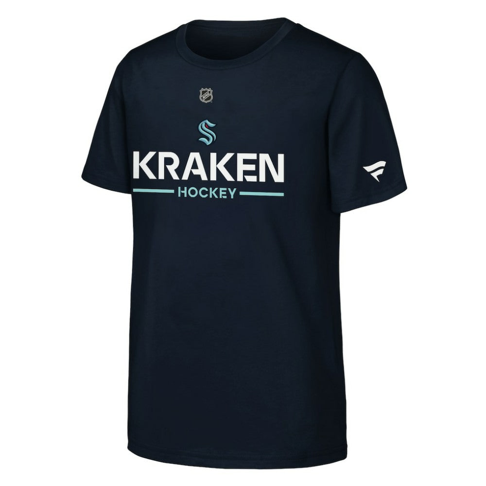NHL Navy Seattle Kraken Fanatics Youth Authentic Pro Wordmark T-Shirt