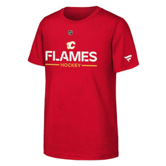 NHL Red Calgary Flames Fanatics Youth Authentic Pro Wordmark T-Shirt