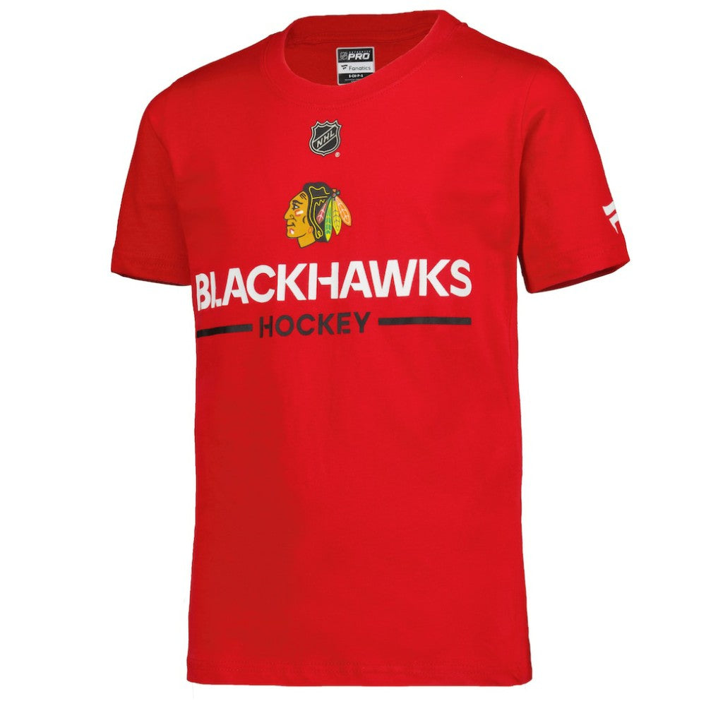 NHL Red Chicago Blackhawks Fanatics Youth Authentic Pro Wordmark T-Shirt
