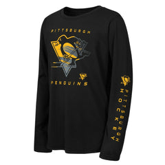 NHL Black Pittsburgh Penguins Outerstuff Youth Seize the Win Long Sleeve T-Shirt