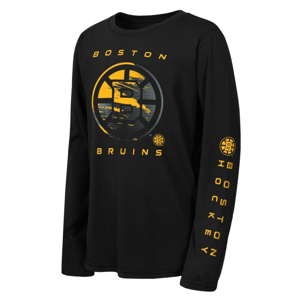NHL Black Boston Bruins Outerstuff Youth Seize the Win Long Sleeve T-Shirt