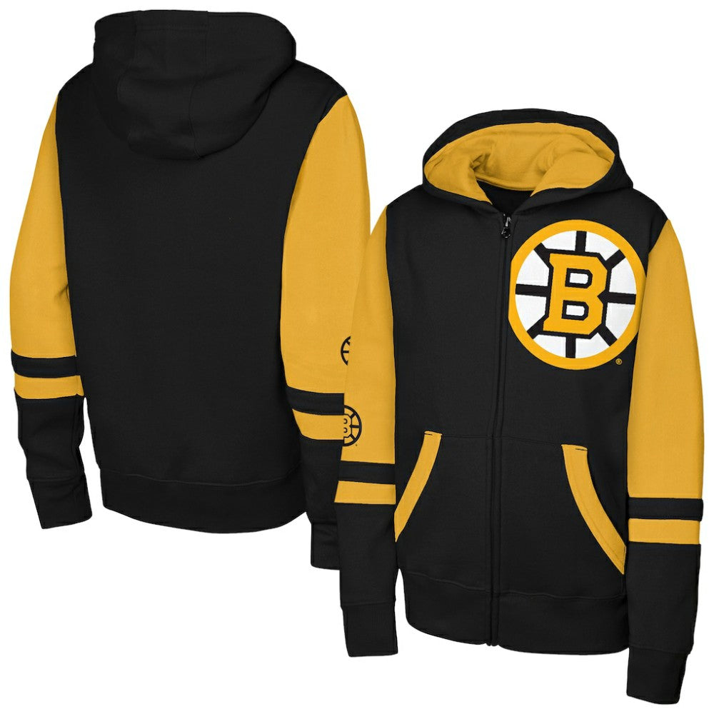 NHL Black Boston Bruins Outerstuff Youth Face Off Full-Zip Hoodie