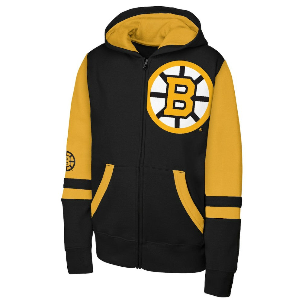 NHL Black Boston Bruins Outerstuff Youth Face Off Full-Zip Hoodie