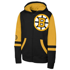 NHL Black Boston Bruins Outerstuff Youth Face Off Full-Zip Hoodie